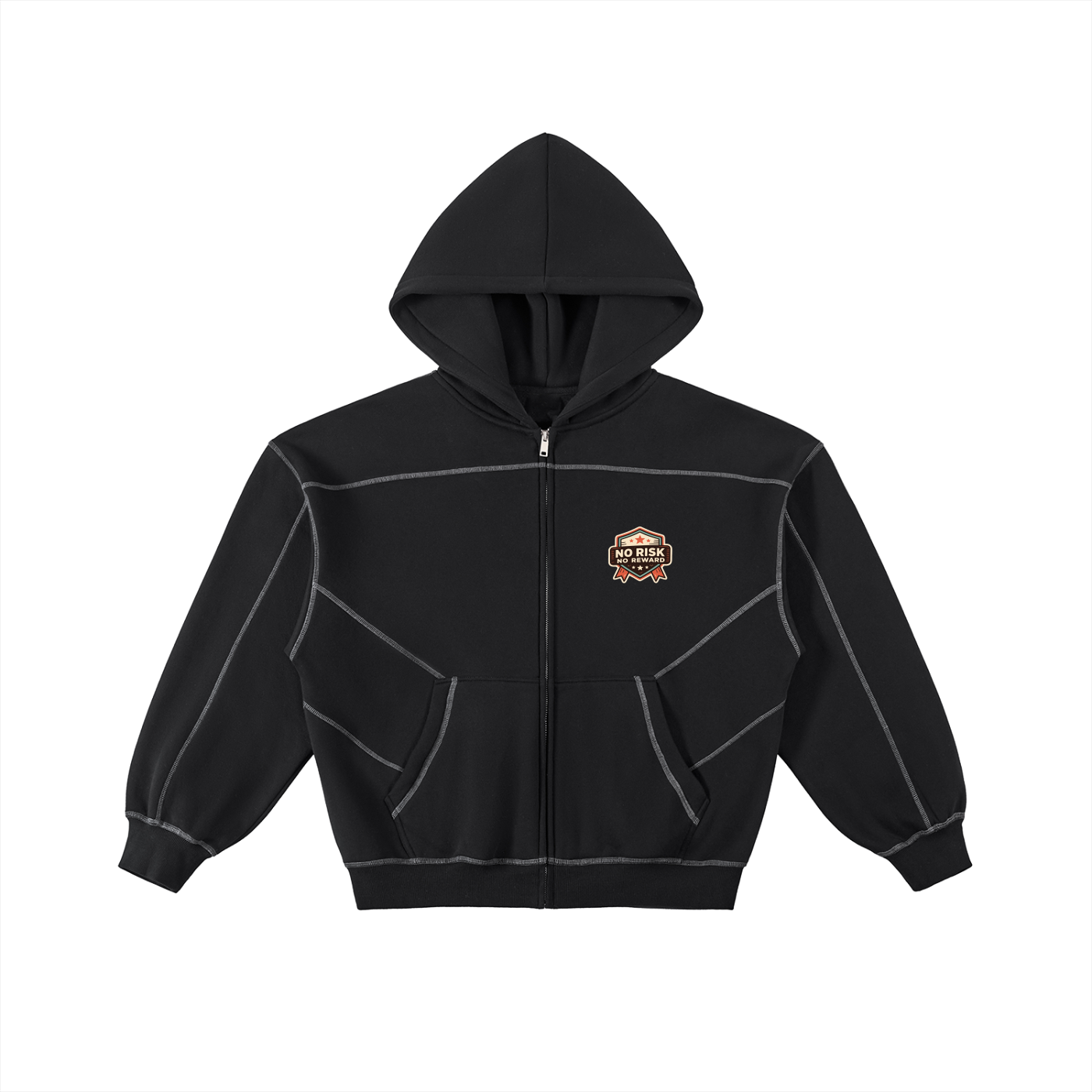 Stitched Boxy Fleece Zip Hoodie