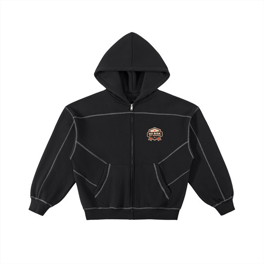 Stitched Boxy Fleece Zip Hoodie